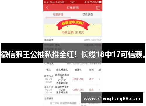 微信狼王公推私推全红！长线18中17可信赖。